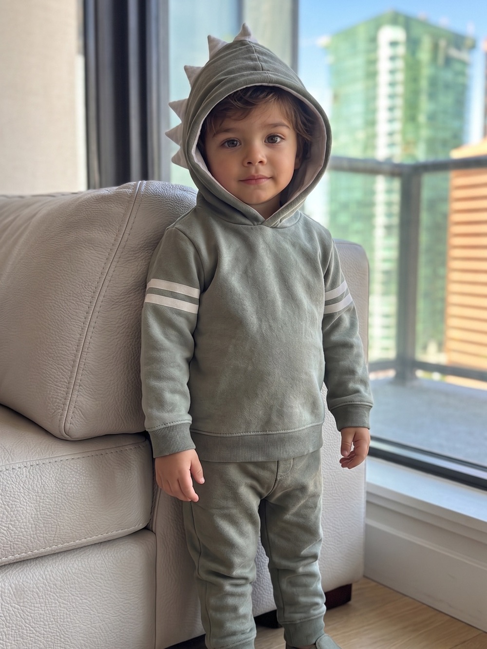 Tommy Bahama Kids Sage Green Dino Hood Size 2